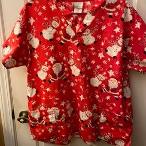 Santa scrub top